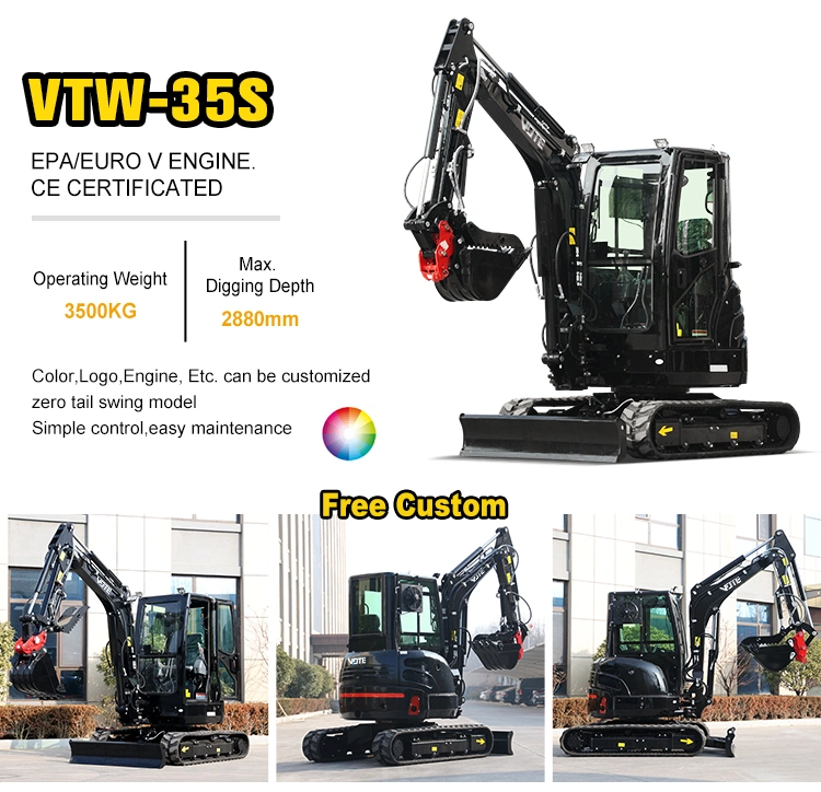 2.5 Ton 3.5 Ton Digger Micro Size Free Shipping Digger CE Mini Excavator for Salehigh Quality Excavators Machine Cheap 3 Ton Mini Amphibious 5ton Excavator